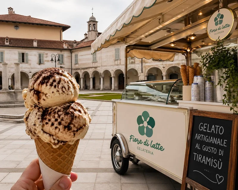 Gelato al tiramisù della Gelateria Fiore di Latte di Gradisca in Piazza Cavour a Gorizia, GO Makers 2026